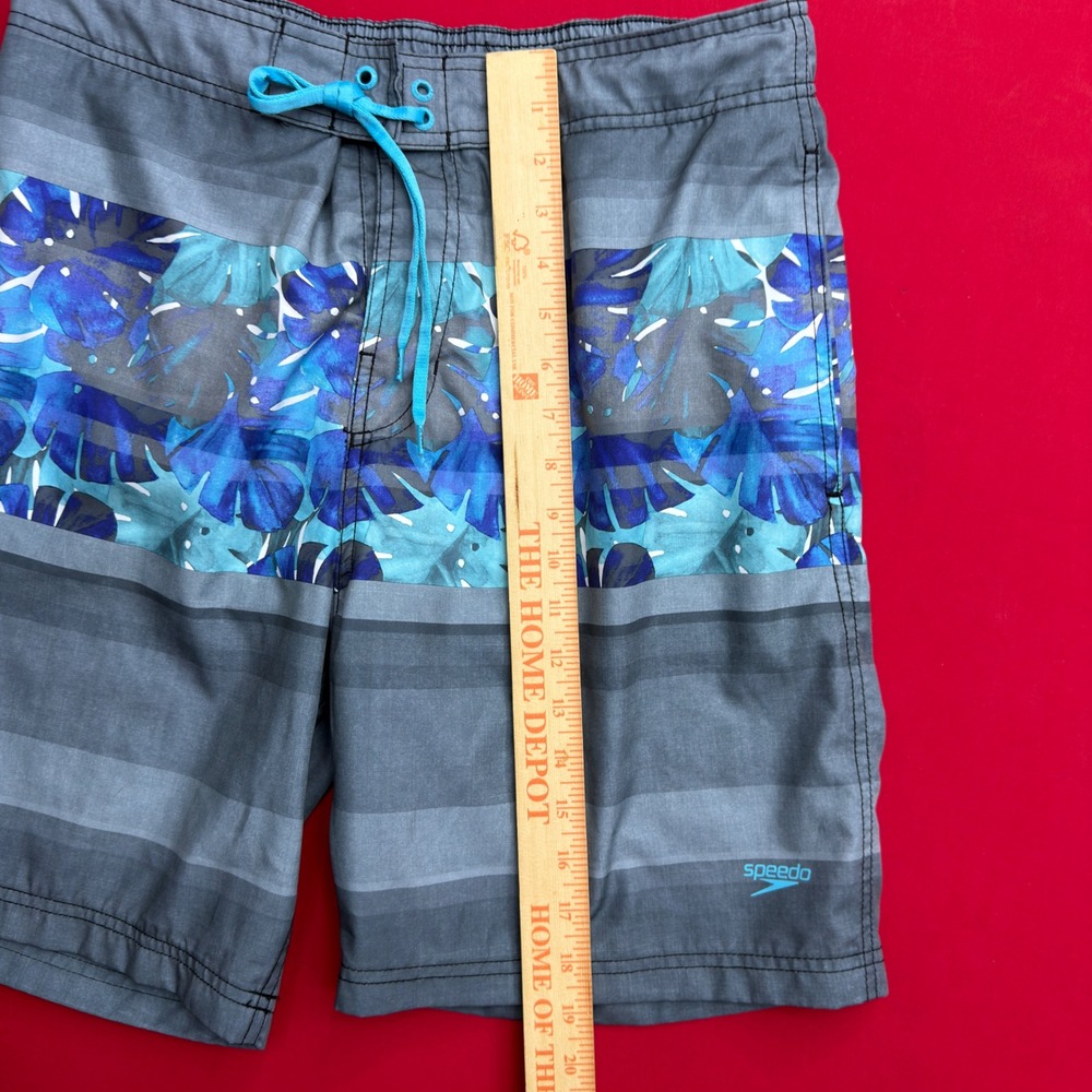 Speedo Mens Grey Blue Tropical Monstera Leaf Print Board Shorts Swim Trunks 30 - Picture 7 of 7